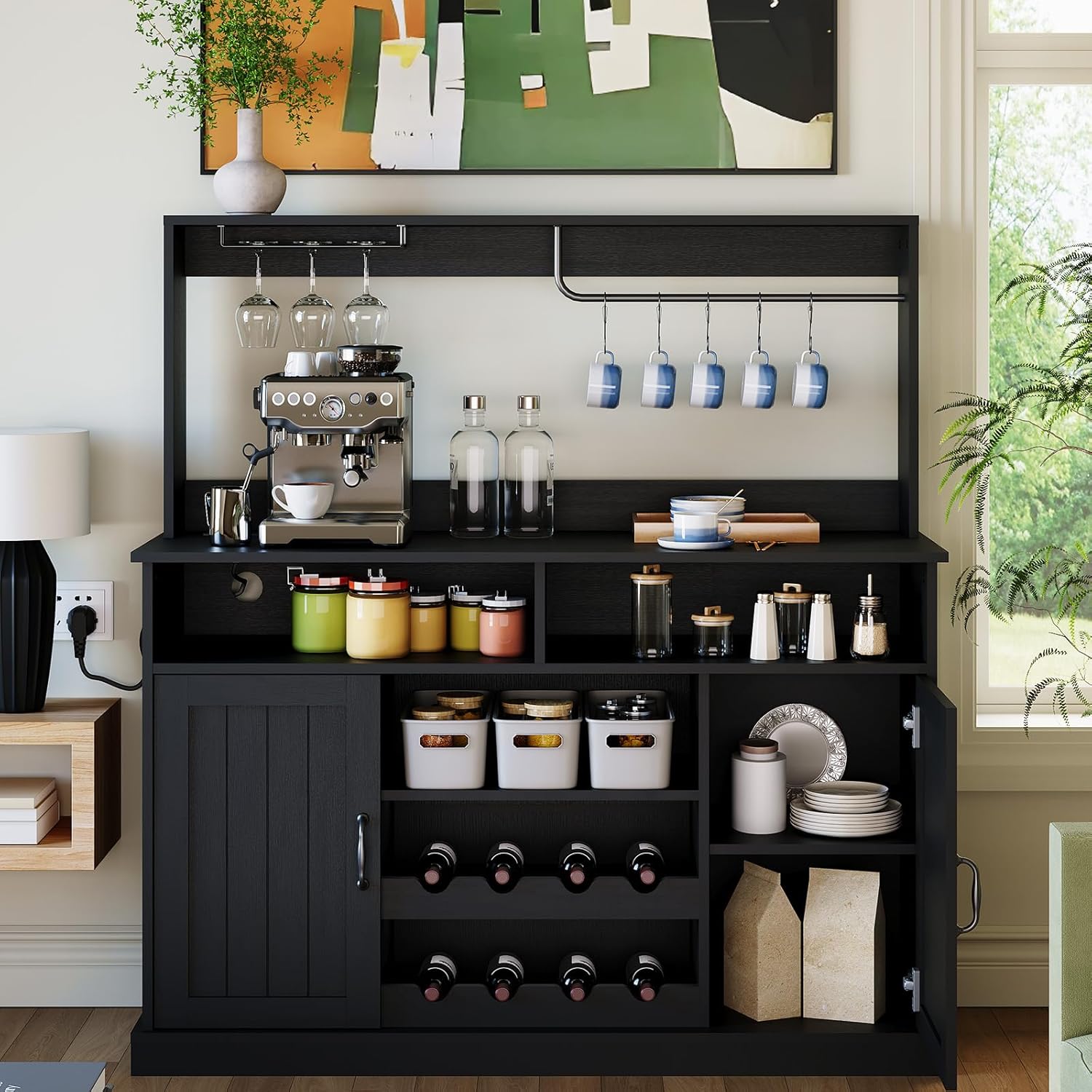 Home Bar And Cabinet - 47 Zoll Farmhouse Kaffee-Bar-Schrank mit 5