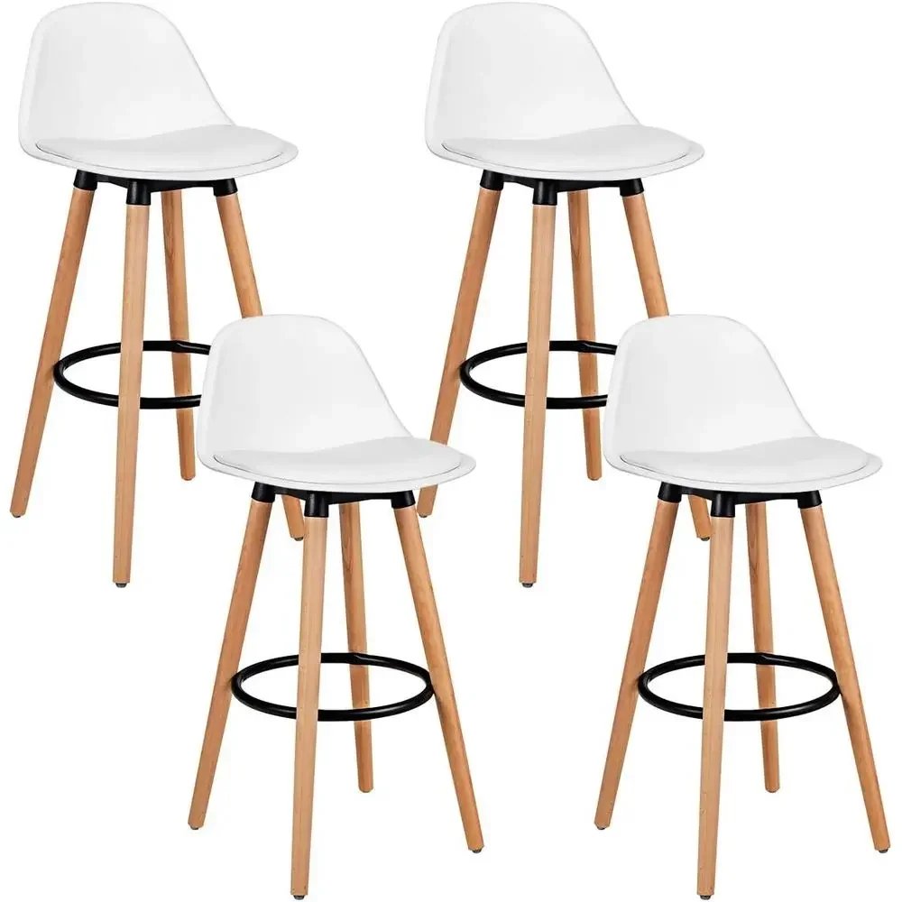 Home Bar Stools - Set aus 4 Barhockern mit PU-Ledersitzen,