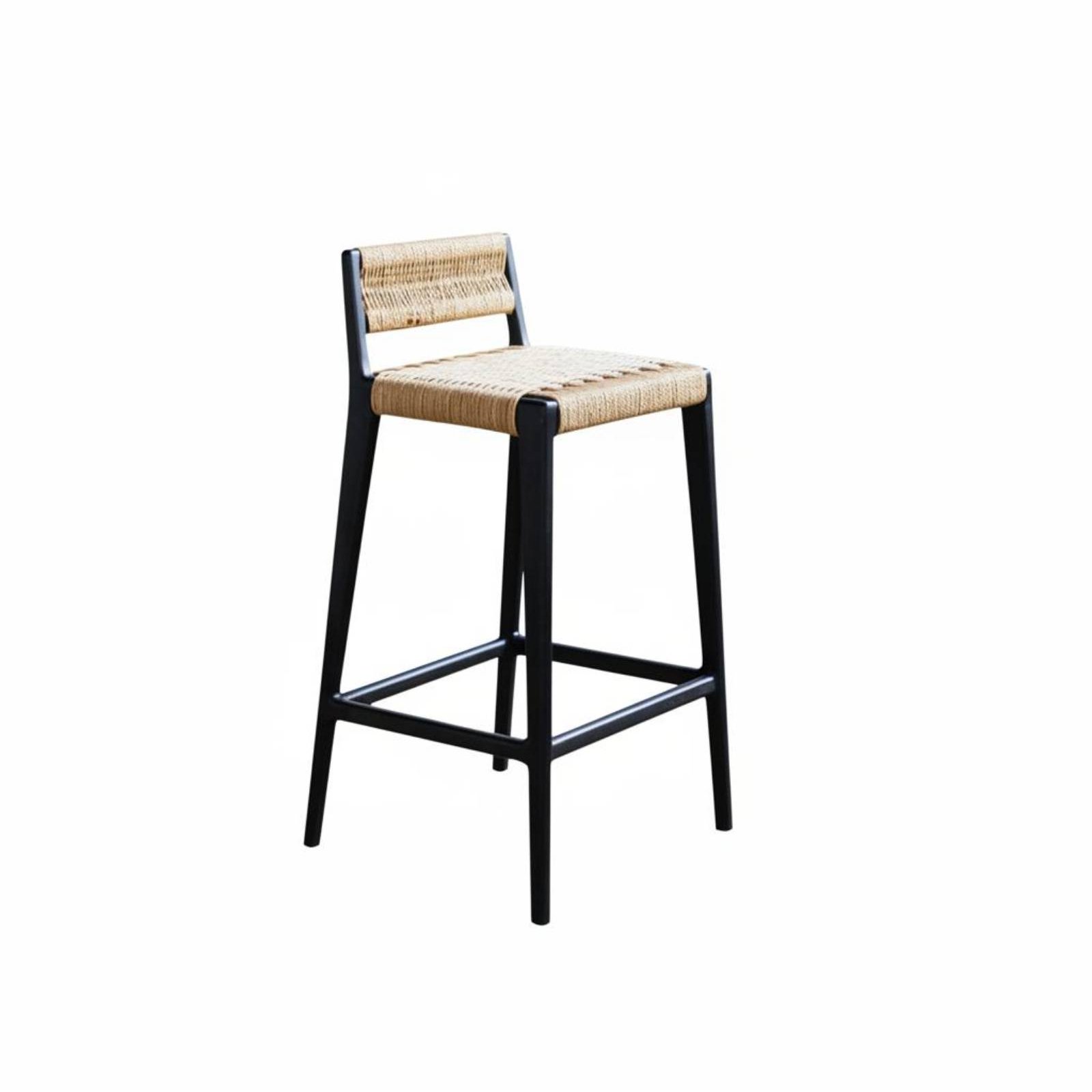 Home Bar Stools - Hochstuhl mit Seilgeflecht, stabilem Holzrahmen, geflochtenem