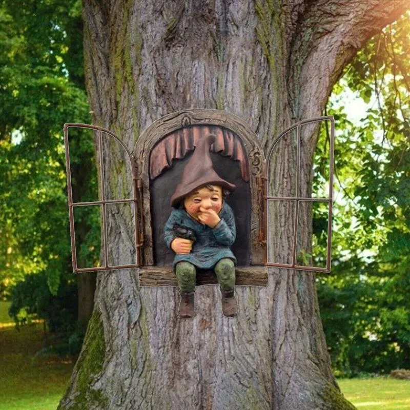 Home Bargains - Freche Gartenstatue Elf Go Out Tree