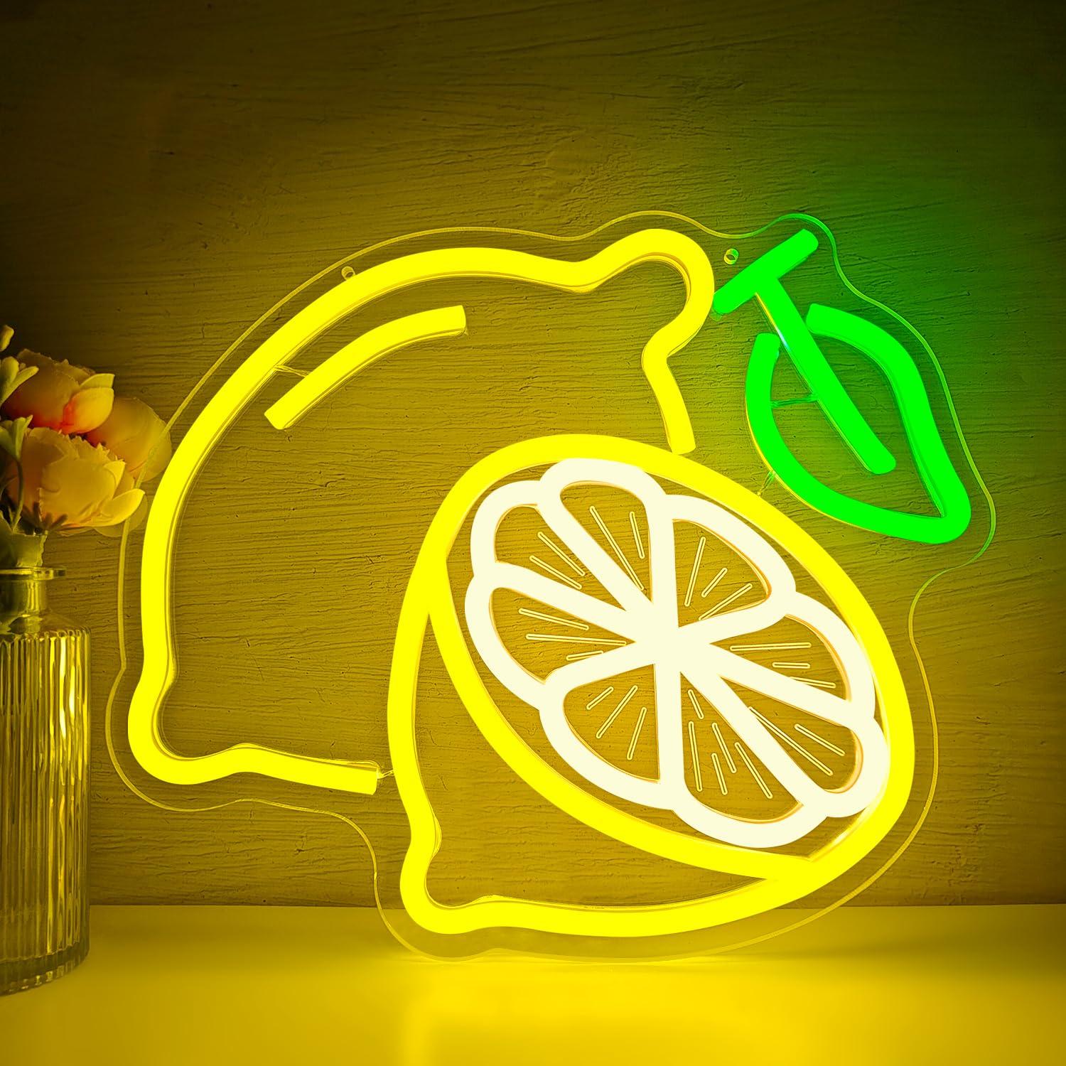 Home Bar Signs - Zitronen-Neon-Schild, dimmbares LED-Leuchtschild für Zuhause, Küche,