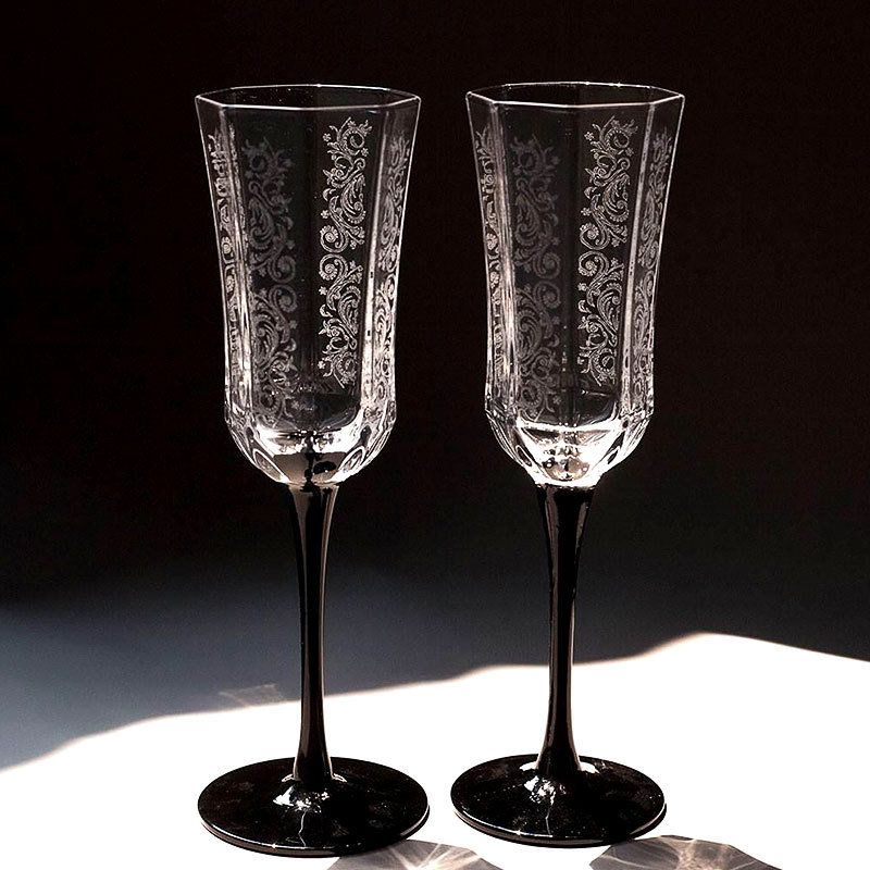 Old Fashioned Glass - Französischer Vintage Champagner glas schwarzer Schwan