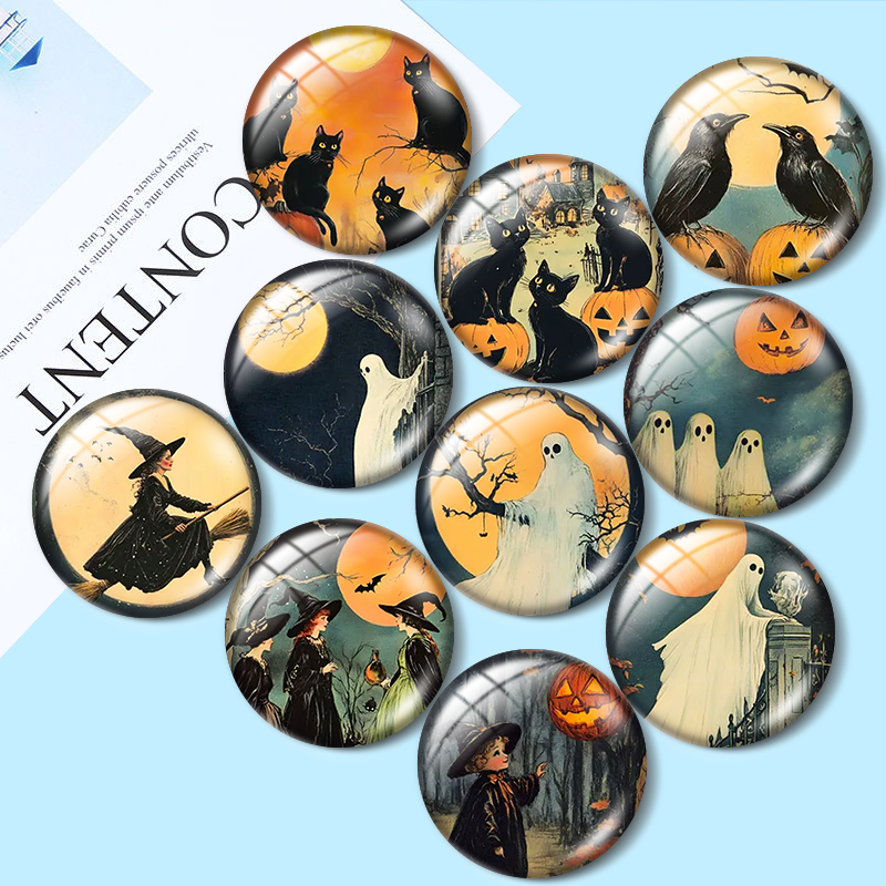 Old Fashioned Glass - Vintage Halloween 12/18/20/25mm Glas-Cabochon-Armbandanhänger, Ringe für