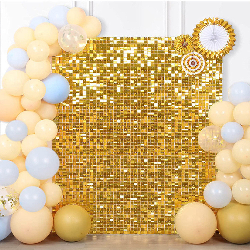 Home Bargains - 1×2M Schwarz-Gold-Silber Kleiner Quadratischer Ballonvorhang -
