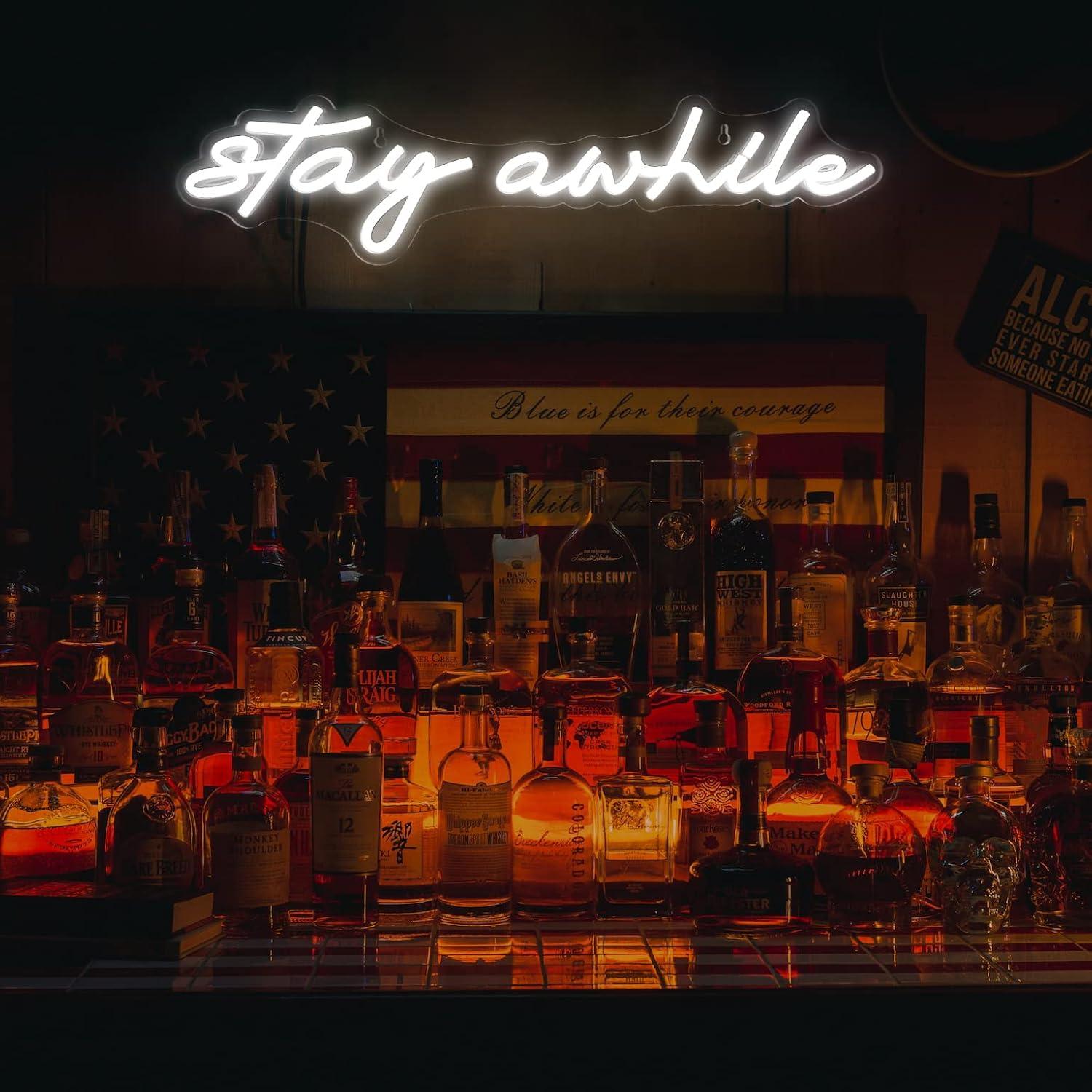 Stay Awhile Neon-Schilder USB  – Home Bar Signs Bewertung und Preis