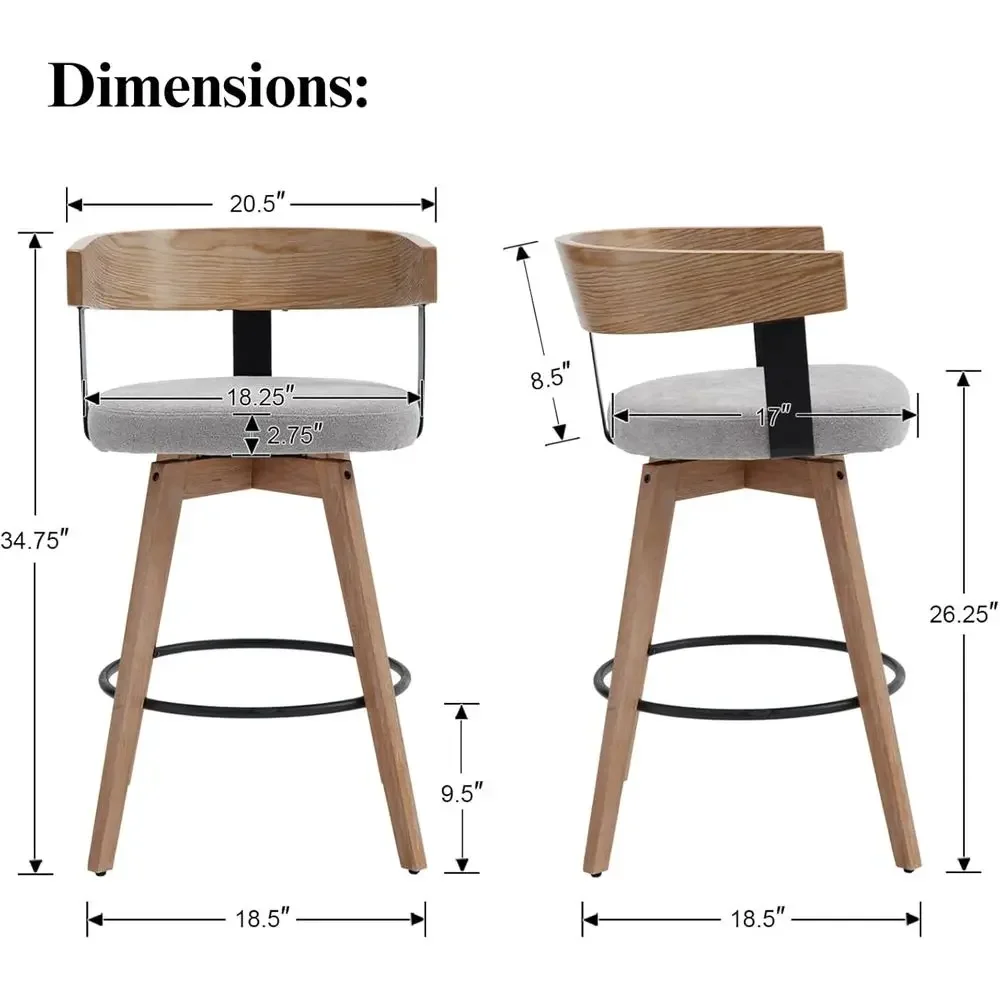 2er-Set, 26 graue, mit Leinen  – Home Bar Stools Bewertung und Preis