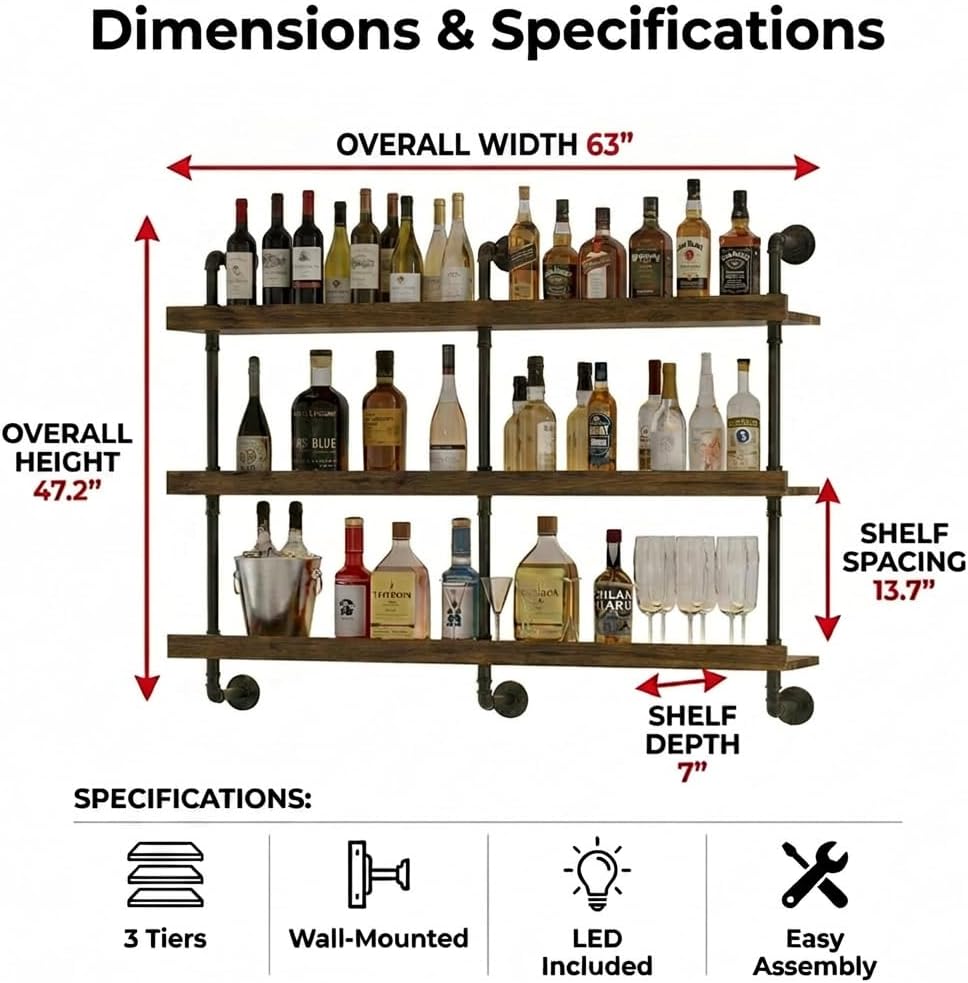 Wandmontiertes Weinregal mit L – Home Bar Shelves Bewertung und Preis
