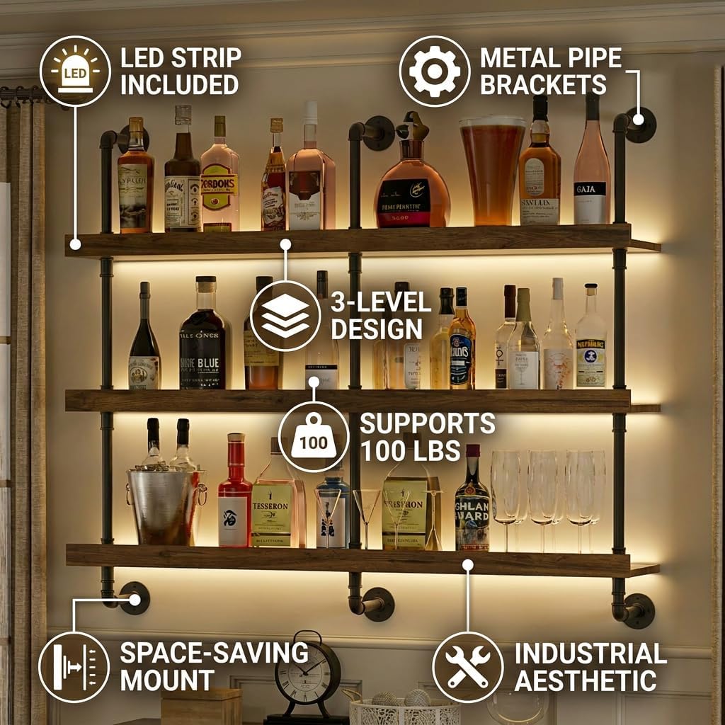 Wandmontiertes Weinregal mit L – Home Bar Shelves Bewertung und Preis