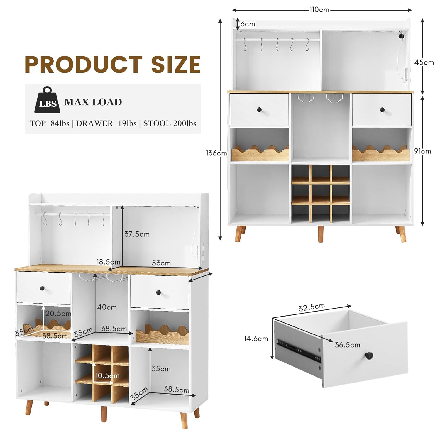 Weinschrank mit Steckdose & LE – Home Bar Shelves Bewertung und Preis